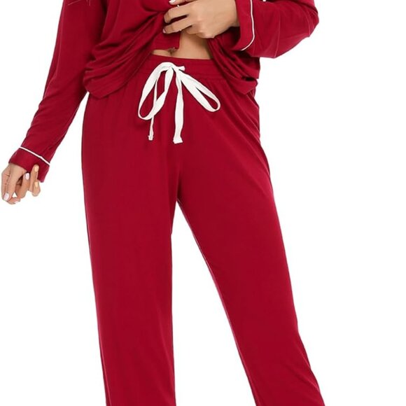 Soft Long Sleeve Button Up Pajama Set Lounge Pants Women's Pjs